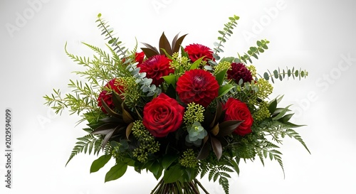 Elegant Red Rose Flower Bouquet with Green Foliage for Special Occasions.