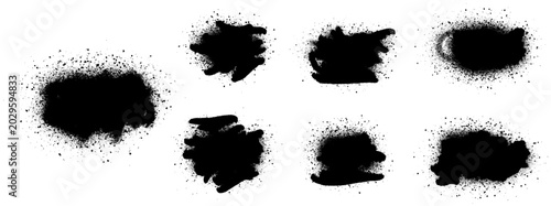 Εκτύπωση καμβά Abstract frame shapes with spray ink splatter and charcoal grain