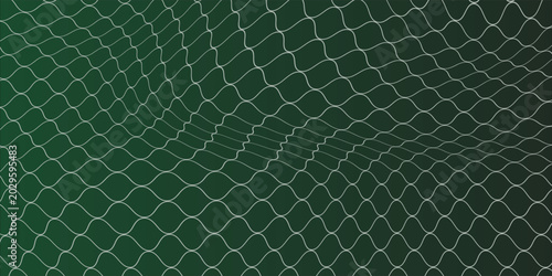 Schilderij op canvas Soccer Ball illuminated green light in the Goal Net