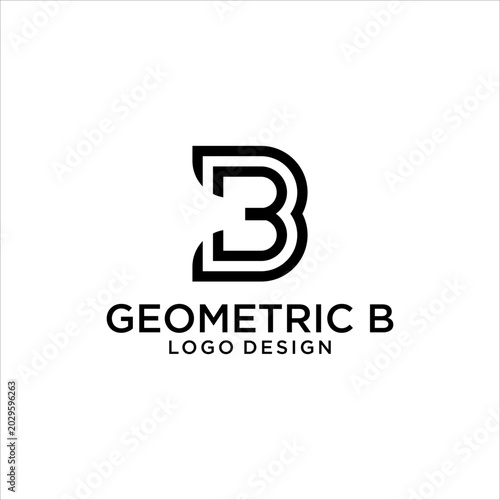 Geometric B Logo Design Vector Modern Letter Monogram Minimalist Corporate Branding Abstract Business Icon Emblem