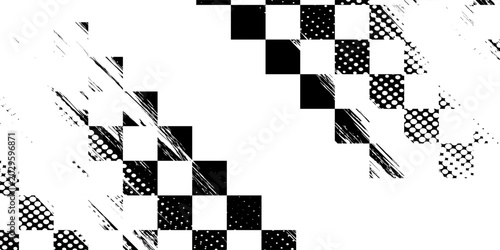 Fotografía Grunge background of a racing flag, car rally or motocross finish flag with a vector checkered pattern