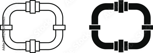 Foto Interlocking chain link icons outline and solid black versions