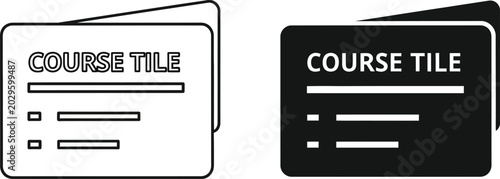 Foto Course tile icon set line art and solid black versions