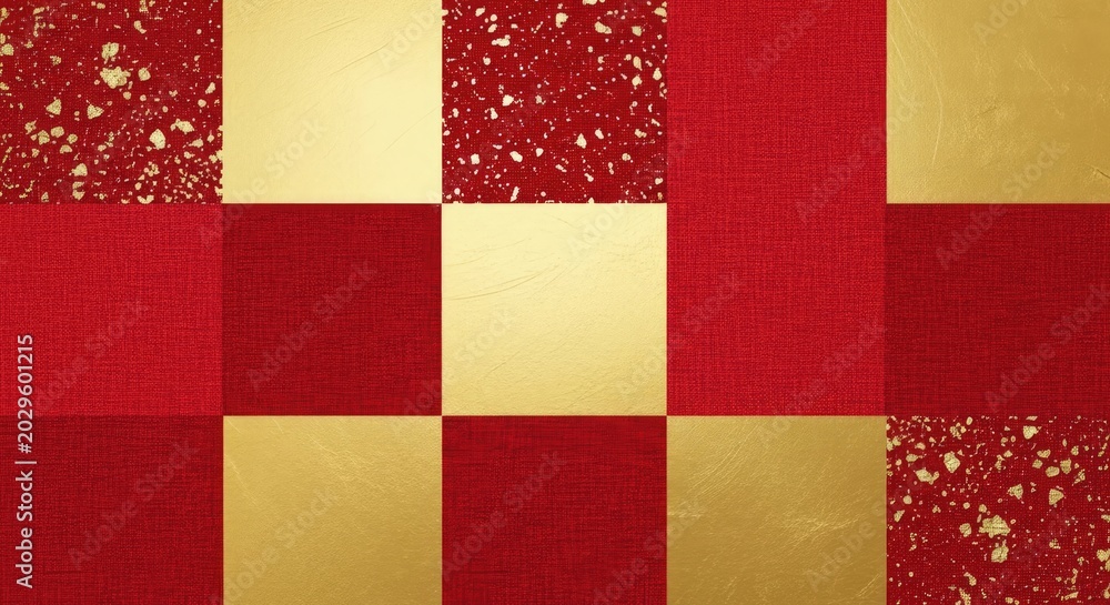 Fototapeta premium Abstract red and gold mosaic pattern suitable for background design