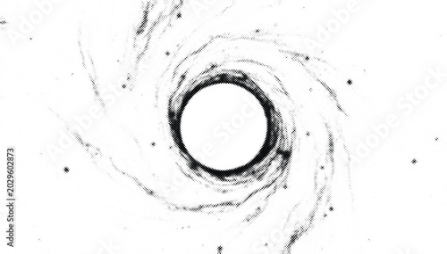 Bild auf Leinwand Abstract halftone circle with swirling lines and dispersed dots