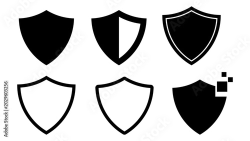 Bild auf Leinwand A comprehensive collection of diverse digital shield emblems showcasing various