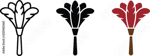 Εκτύπωση καμβά Household cleaning fluffy feather duster vector icons illustration set flat silh