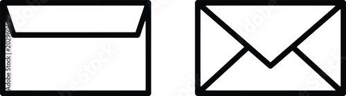 Simple black and white envelope icons for digital communication and mailing