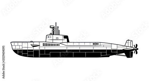 Tableau sur toile Vintage Submarine Illustration