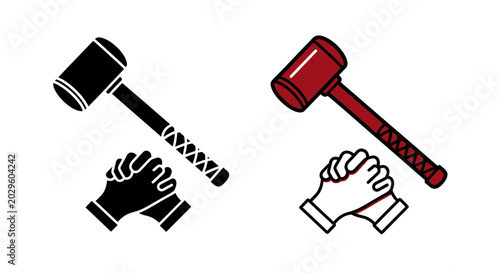 Canvastavla Gavel and Praying Hands Icon Set - Justice and Faith Concept