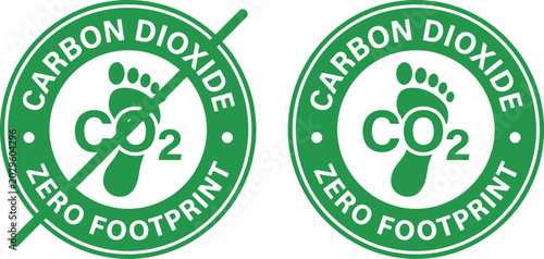 Tableau sur toile Eco friendly carbon dioxide zero footprint badges for website sustainability