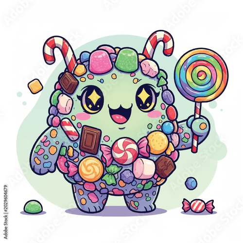 Slika na platnu Colorful candy creature with sweets.
