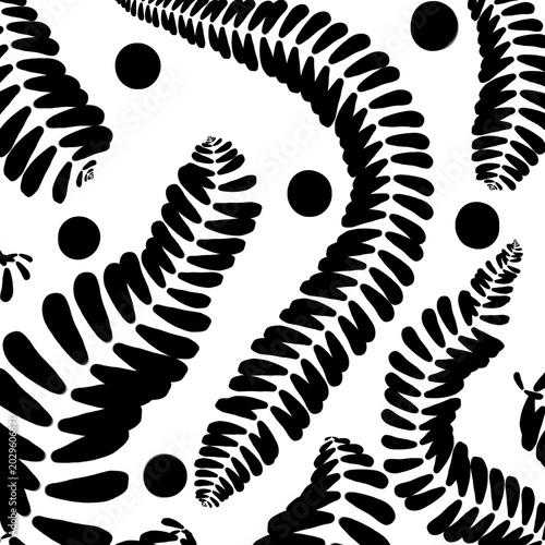 Abstract Black and White Organic Shapes with Circles