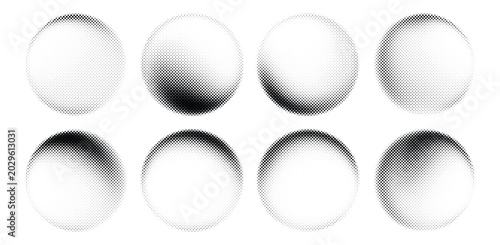 Konstfotografi Sphere icons collection with halftone shading gradients