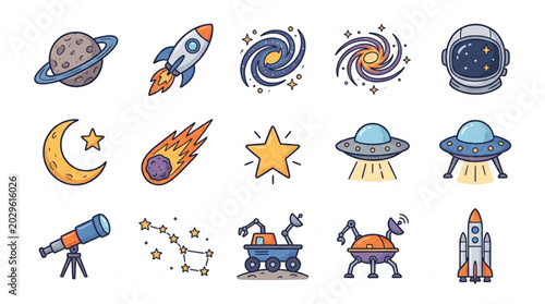 Fotografija Collection of Space Objects and Celestial Bodies.
