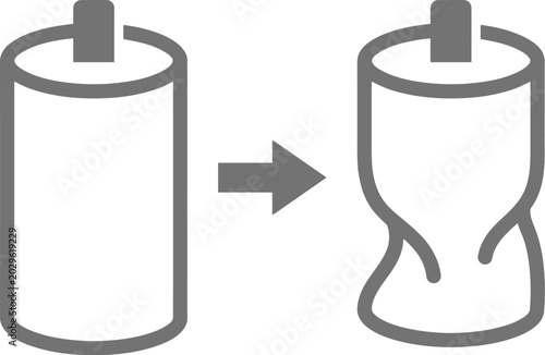 Schilderij op canvas Battery icon set showing depletion process for infographic use