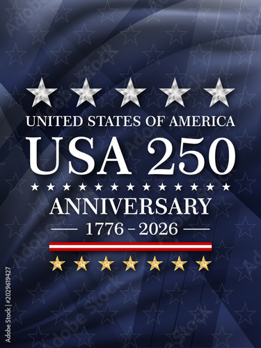 USA 250 independence day vertical banner patriotic greeting card for united states of america 250th anniversary. Vector illustration.