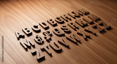 Wooden Alphabet Letters on Table