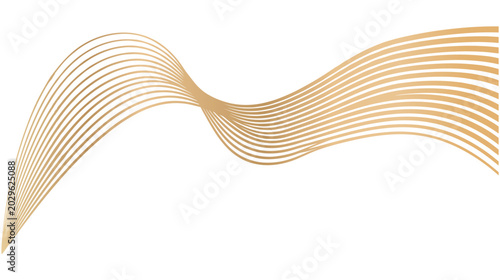 Abstract gold wave lines on white background for luxury designs.