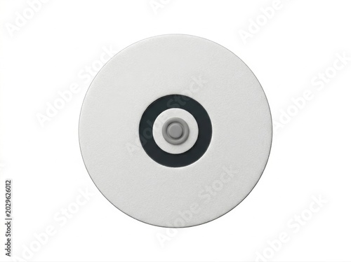 White disc with central black and silver concentric circles isolated circular round silver center
