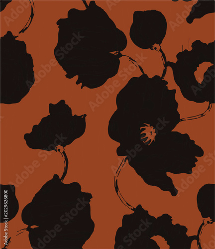 Big flowers pattern, upscale floral pattern. graphical textures floral, trendy colors pattern , flowers background with leaves. vector illustration.
