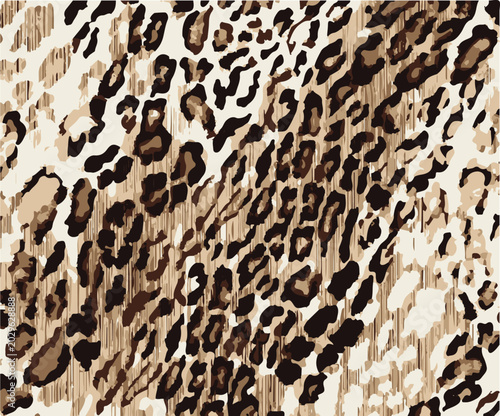 Leopard print. Vector seamless pattern. Animal skin background with black and brown spots on beige backdrop. Abstract exotic safari texture. Jaguar, leo, puma cheetah fur pattern. Repeat design