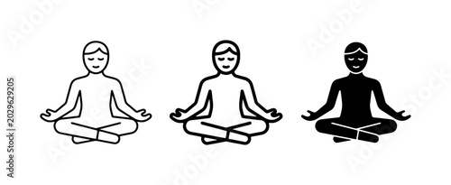 Photography Yoga Meditation Icons, Zen Pose, Mindfulness Silhouette, Calm Figures