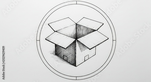 Open cardboard box illustration.