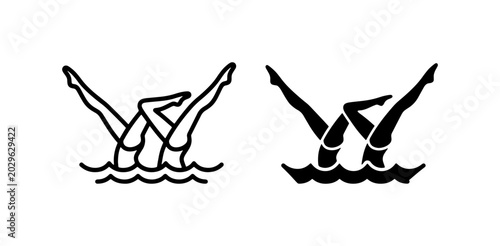 Konstfotografi Synchronized Swimming Duet Icons, Water Ballet Athletes, Aquatic Sport