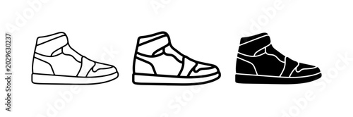 Fotografia High-Top Sneaker Icons, Black and White Footwear Graphics