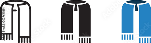 Fotografía Modern football fan scarf icons set, graphic apparel for cheering audience, show