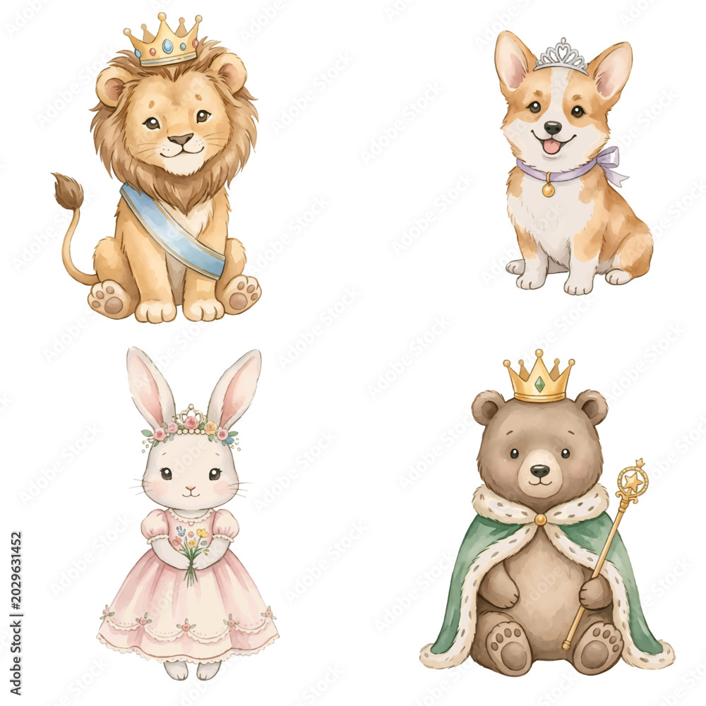 Fototapeta premium Funny cartoon animal set illustration collection cute pets and wild characters