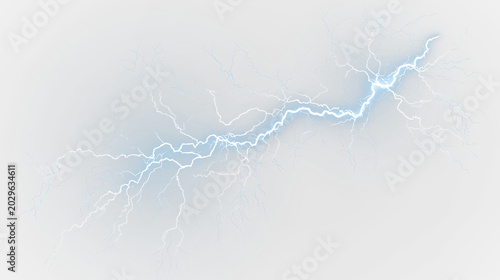 Canvas Print Blue and white lightning bolt isolated on transparent background with bright blu