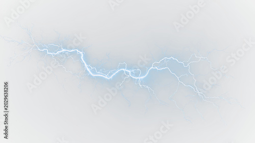 Foto Blue and white lightning bolt isolated on transparent background with bright blu