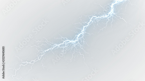 Konstfotografi Blue and white lightning bolt isolated on transparent background with bright blu