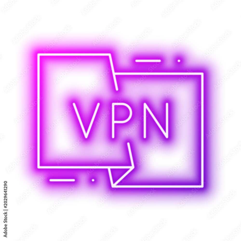 Fototapeta premium Browser Window With VPN Text For Secure Access. Neon glowing effect icon