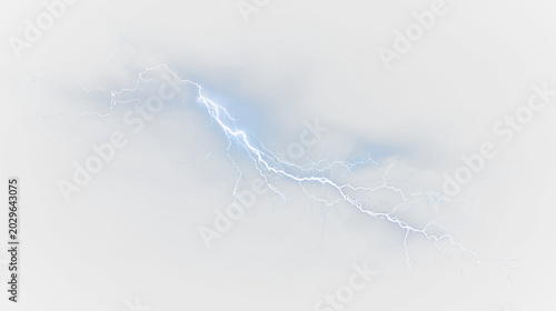 Foto Blue and white lightning bolt isolated on transparent background with bright blu