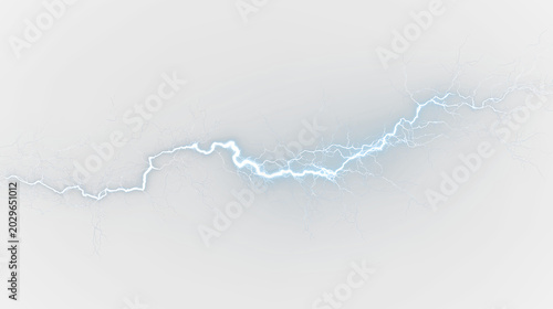Fotografija Blue and white lightning bolt isolated on transparent background with bright blu