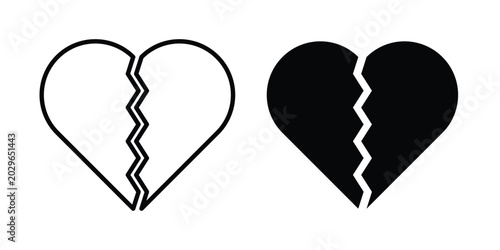 Fotografie Broken heart icon symbol Isolated. Vector Illustration.