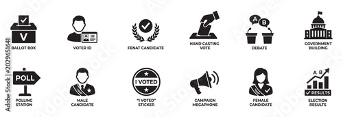 Foto Election, voting process and political campaign icon set