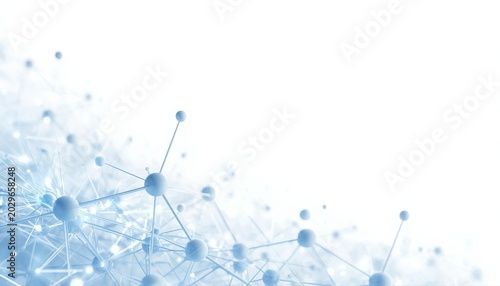 Abstract blue molecular structure with connected spheres on white background for scientific and medical research concept molecule structure scientific chemistry research technology connection