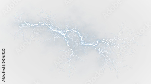 Foto Blue and white lightning bolt isolated on transparent background with bright blu