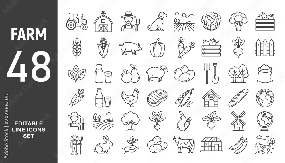 Φωτογραφία Farming web icons in line style