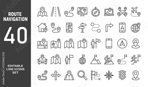 Foto Route web icons in line style