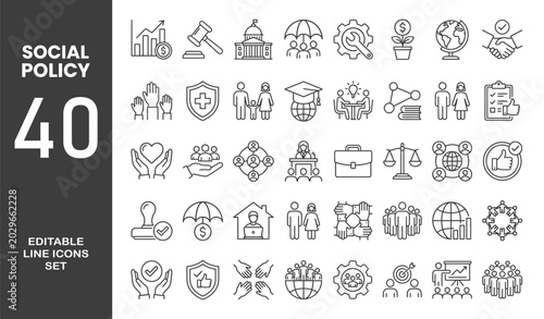 Photos Social Policy web icons in line style