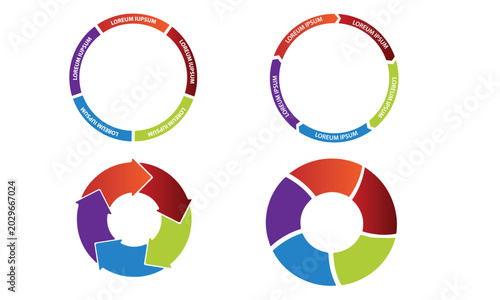 Tableau sur toile Collection of vector circle chart infographic templates for presentations, advertising, layouts, annual reports