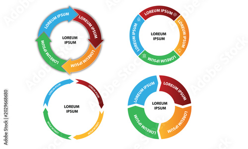Canvas Print Collection of vector circle chart infographic templates for presentations, advertising, layouts, annual reports