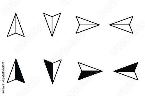 geometric triangle shapes black and white line drawing on white background