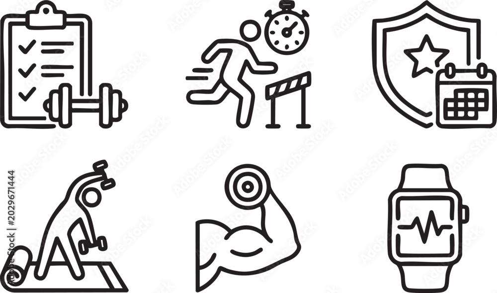 Fototapeta premium Health Diagnostics Fitness Tracking and Workout Icons
