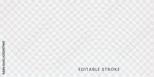 Wavy red lines on transparent grid background editable stroke vector illustration